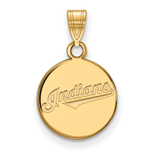 14k Yellow Gold 1/2in Cleveland Indians Round Pendant