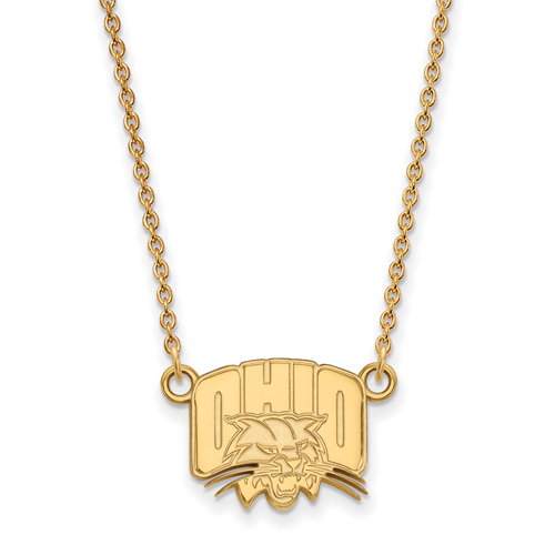 Ohio University Logo Necklace 1/2in 14k Yellow Gold