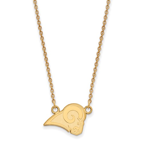 10k Yellow Gold Small Los Angeles Rams Pendant with 18in Chain
