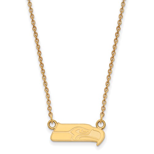 14k Yellow Gold Small Seattle Seahawks Pendant with 18in Chain