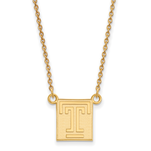 Temple University Logo Necklace 1/2in 10k Yellow Gold