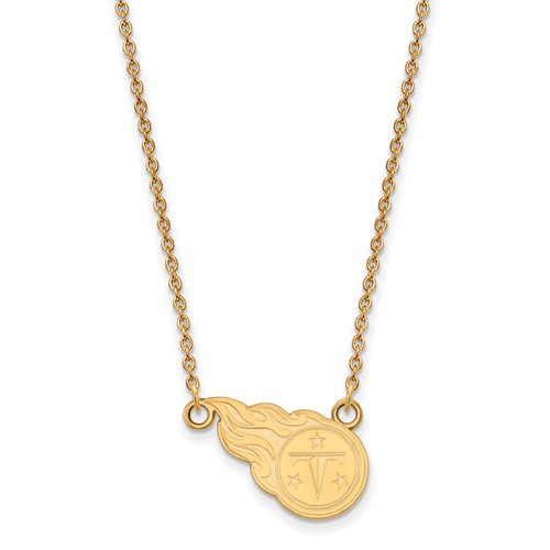 14k Yellow Gold Small Tennessee Titans Pendant with 18in Chain