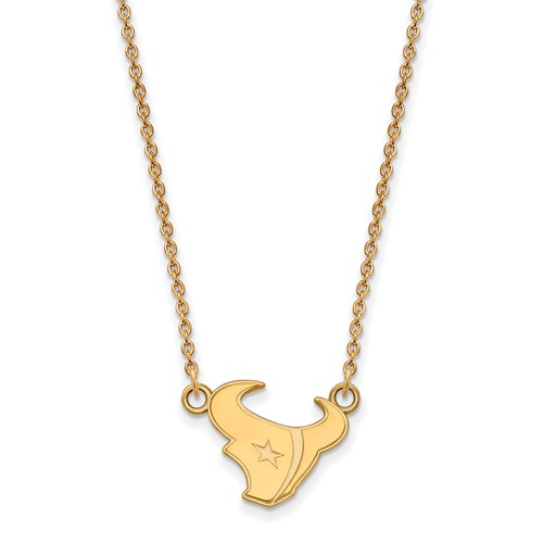 14k Yellow Gold Small Houston Texans Pendant with 18in Chain