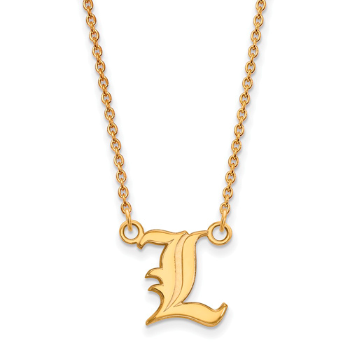 10k Yellow Gold 1/2in University of Louisville L Pendant on 18in Chain