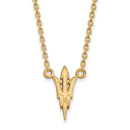 Arizona State University Pitchfork Necklace 3/4in 10k Yellow Gold