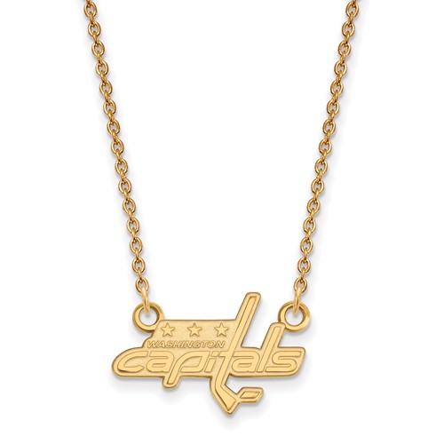 14k Yellow Gold Small Washington Capitals Pendant with 18in Chain