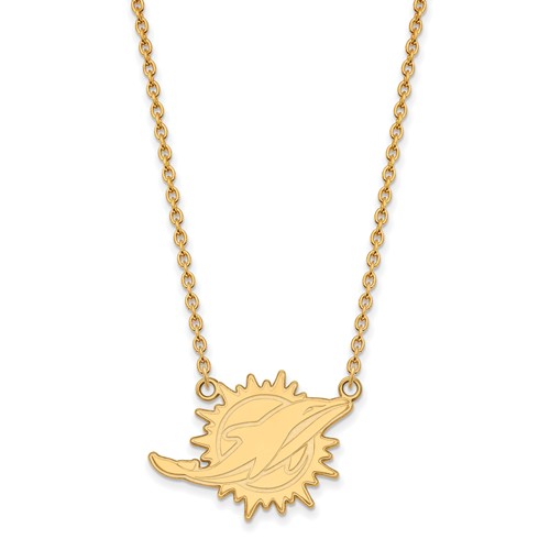 Miami Dolphins Pendant Necklace 14k Yellow Gold