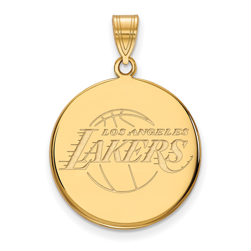 14k Yellow Gold 3/4in Round Los Angeles Lakers Pendant