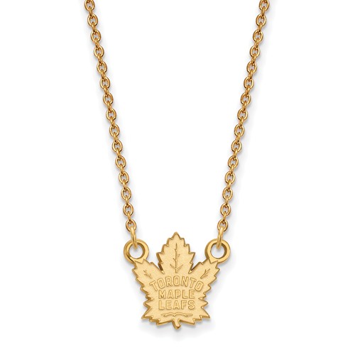 10k Yellow Gold Small Toronto Maple Leafs Pendant with 18in Chain
