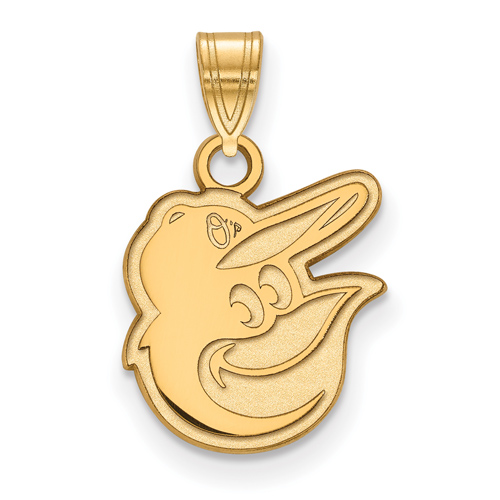 10k Yellow Gold 1/2in Baltimore Orioles Bird Face Pendant
