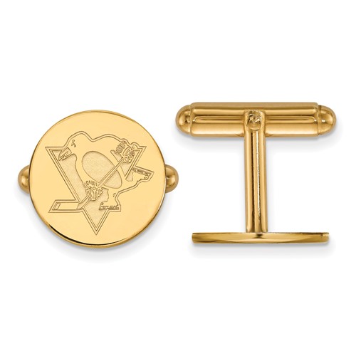 Pittsburgh Penguins Round Cuff Links 14k Yellow Gold