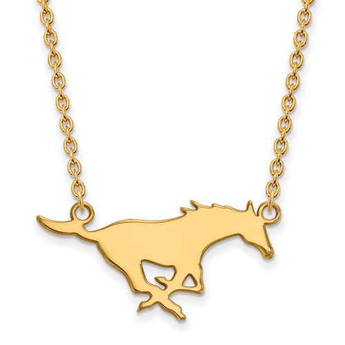 Southern Methodist University Mustang Necklace 10k Yellow Gold