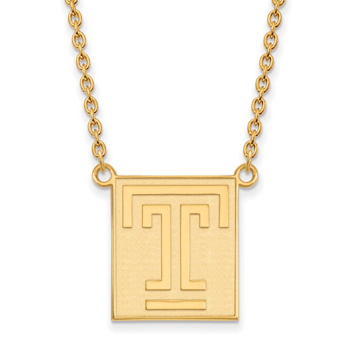 Temple University Logo Necklace 3/4in 14k Yellow Gold