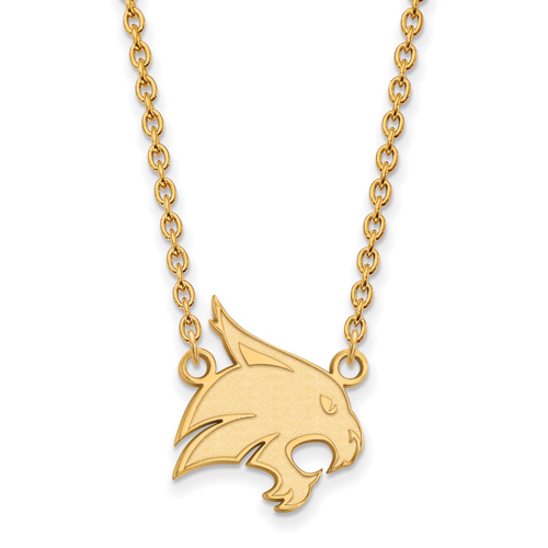 Texas State University Logo Necklace 3/4in 14k Yellow Gold