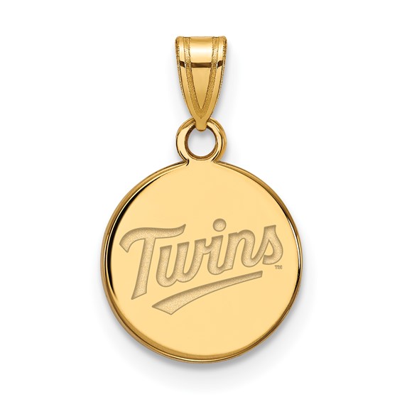 14k Yellow Gold 1/2in Minnesota Twins Round Pendant