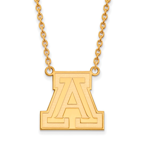 14k Yellow Gold University of Arizona Block A Pendant with 18in Chain