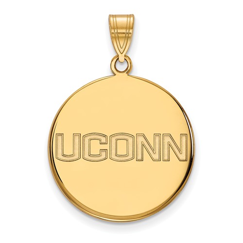 University of Connecticut Round Pendant 3/4in 10k Yellow Gold