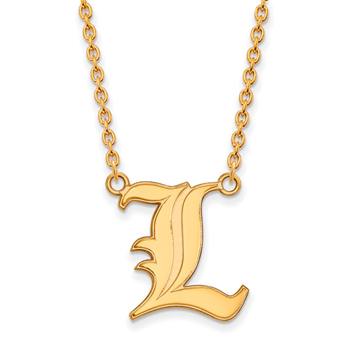 10k Yellow Gold University of Louisville L Pendant with 18in Chain