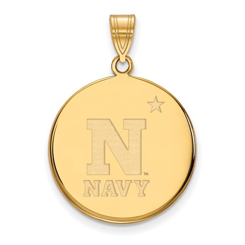 United States Naval Academy Disc Pendant 3/4in 14k Yellow Gold