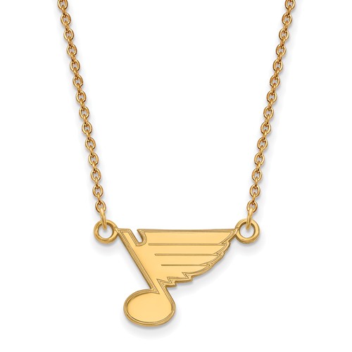 10k Yellow Gold Small St. Louis Blues Pendant with 18in Chain