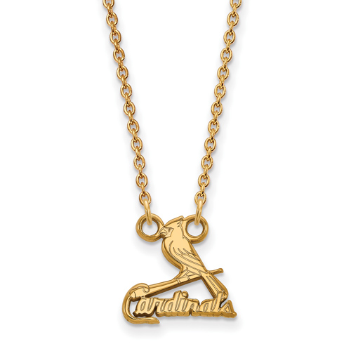10kt Yellow Gold 1/2in St. Louis Cardinals Logo Pendant on 18in Chain