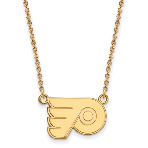 14k Yellow Gold Small Philadelphia Flyers Pendant with 18in Chain