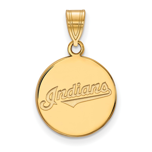 10k Yellow Gold 5/8in Round Cleveland Indians Pendant