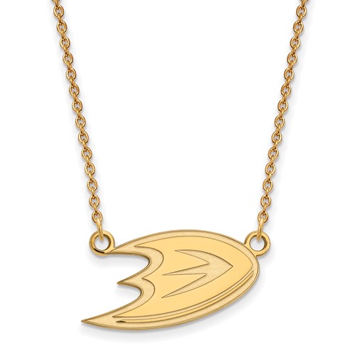 14k Yellow Gold Small Anaheim Ducks Pendant with 18in Chain