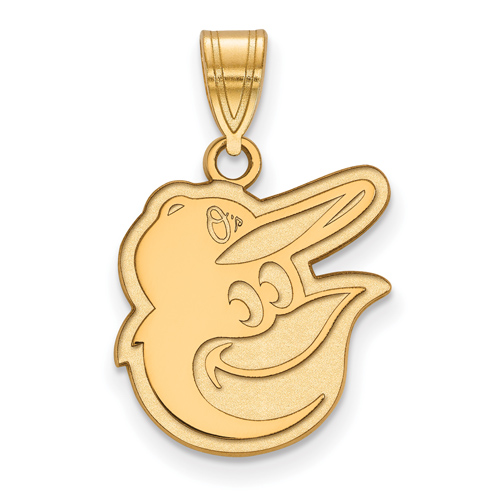 10k Yellow Gold 5/8in Baltimore Orioles Bird Face Pendant