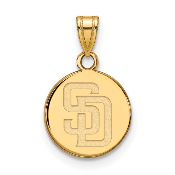 10k Yellow Gold 1/2in San Diego Padres Round Pendant
