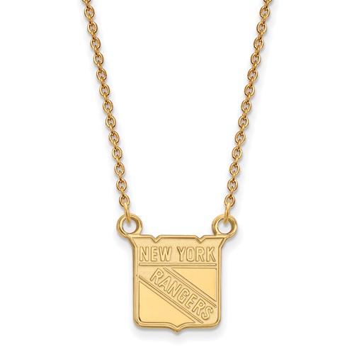 New York Rangers Logo Pendant on Necklace 14k Yellow Gold