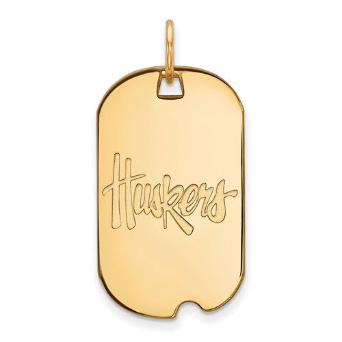 14kt Yellow Gold University of Nebraska Huskers Small Dog Tag