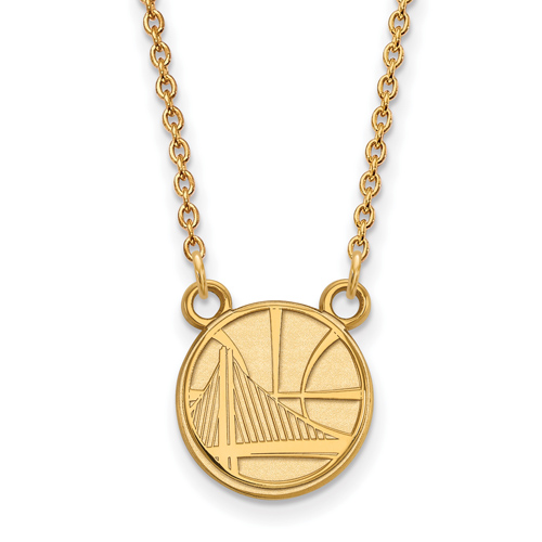 10k Yellow Gold Golden State Warriors Small Pendant on 18in Chain