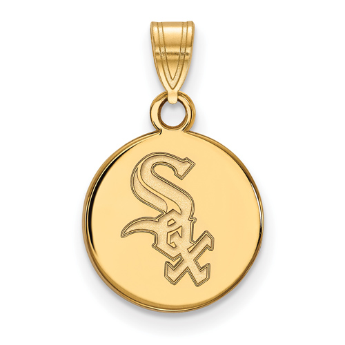 14kt Yellow Gold 1/2in Chicago White Sox Round Pendant