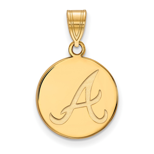 10kt Yellow Gold 5/8in Atlanta Braves Disc Pendant