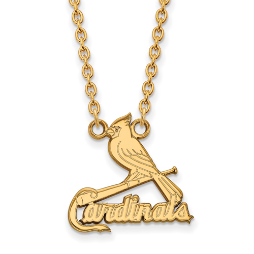 14kt Yellow Gold 5/8in St. Louis Cardinals Pendant on 18in Chain