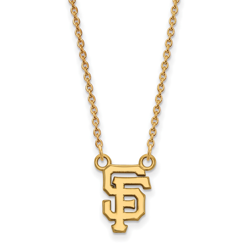 10kt Yellow Gold 3/8in San Francisco Giants SF Pendant on 18in Chain