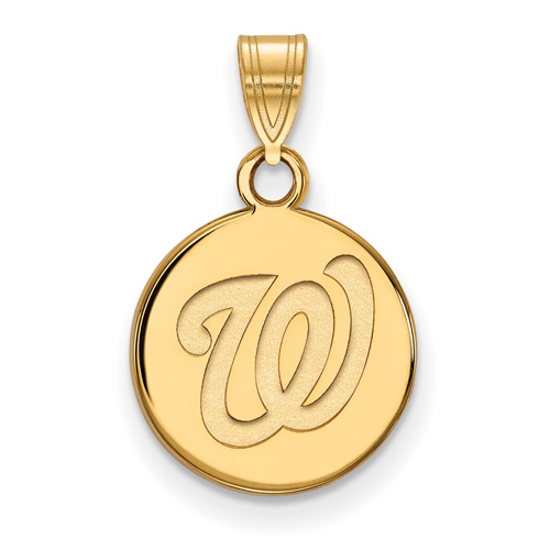 10k Yellow Gold 3/8in Washington Nationals Round Pendant