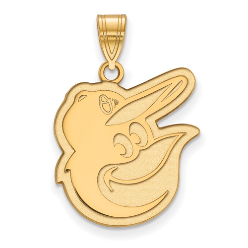 10k Yellow Gold 3/4in Baltimore Orioles Bird Face Pendant