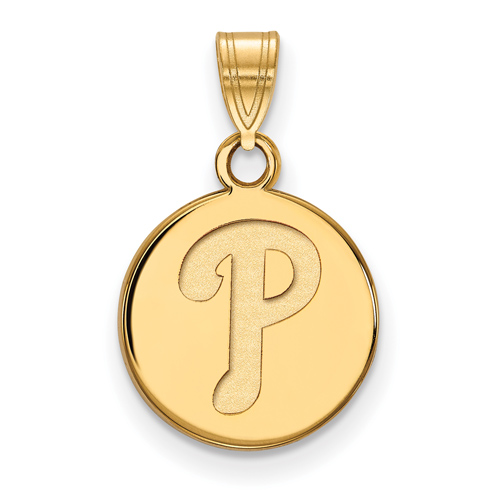 14kt Yellow Gold 1/2in Philadelphia Phillies Round Pendant