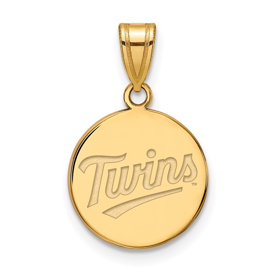 10k Yellow Gold 5/8in Round Minnesota Twins Pendant