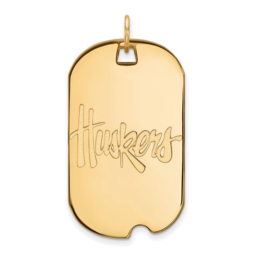 10kt Yellow Gold University of Nebraska Huskers Dog Tag