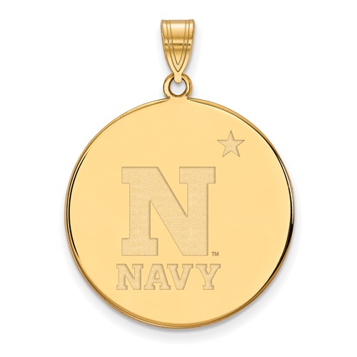 10k Yellow Gold United States Naval Academy Disc Pendant 1in