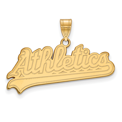 14k Yellow Gold 1in Oakland Athletics Script Pendant