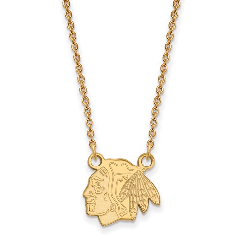 Chicago Blackhawks Pendant on Necklace 14k Yellow Gold