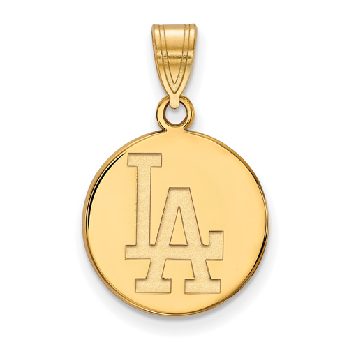 14k Yellow Gold 5/8in Los Angeles Dodgers Disc Pendant