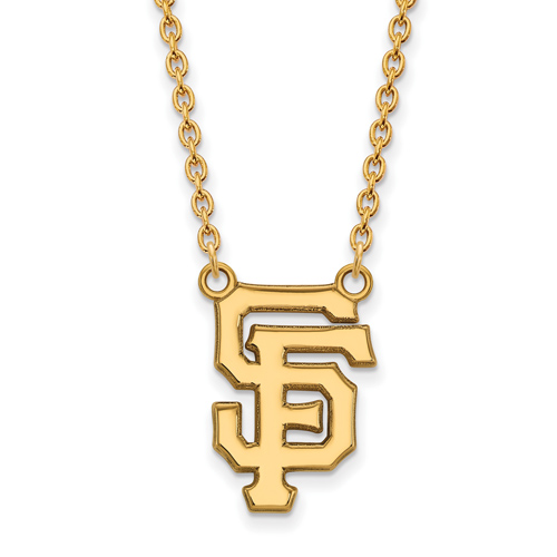10kt Yellow Gold 5/8in San Francisco Giants SF Pendant on 18in Chain