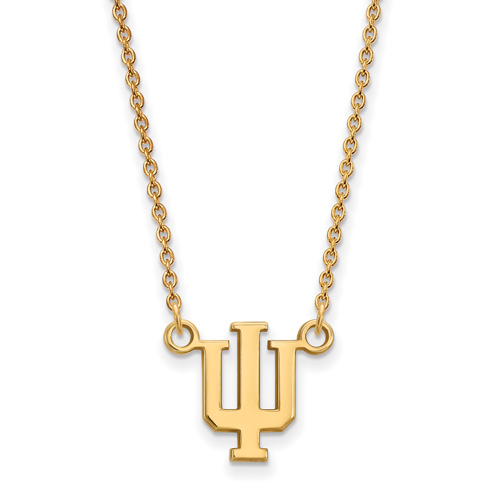 14kt Yellow Gold 1/2in Indiana University Pendant with 18in Chain