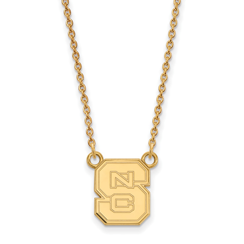 14k Yellow Gold 1/2in North Carolina State University Block S Necklace