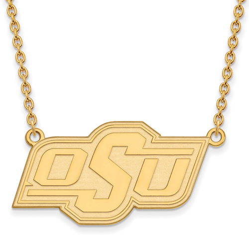 14k Yellow Gold Oklahoma State University Logo Pendant with 18in Chain